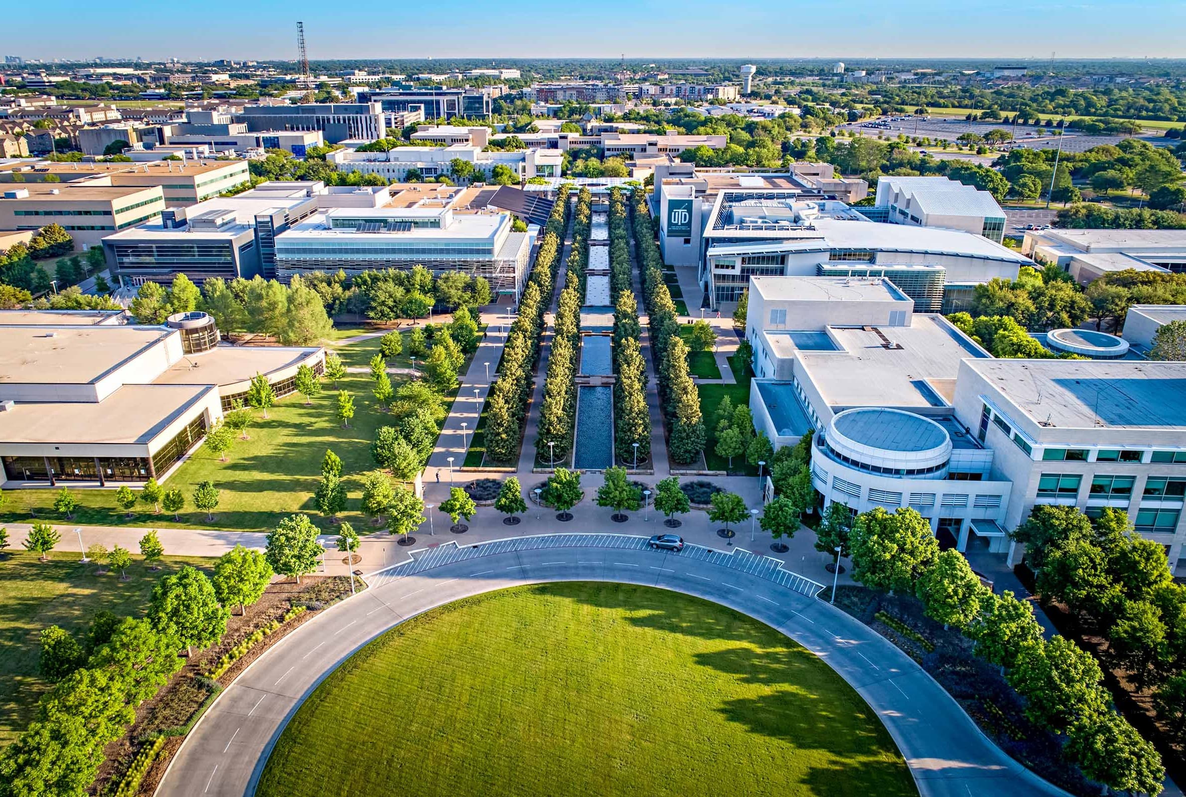 Drone shot of UT Dallas
